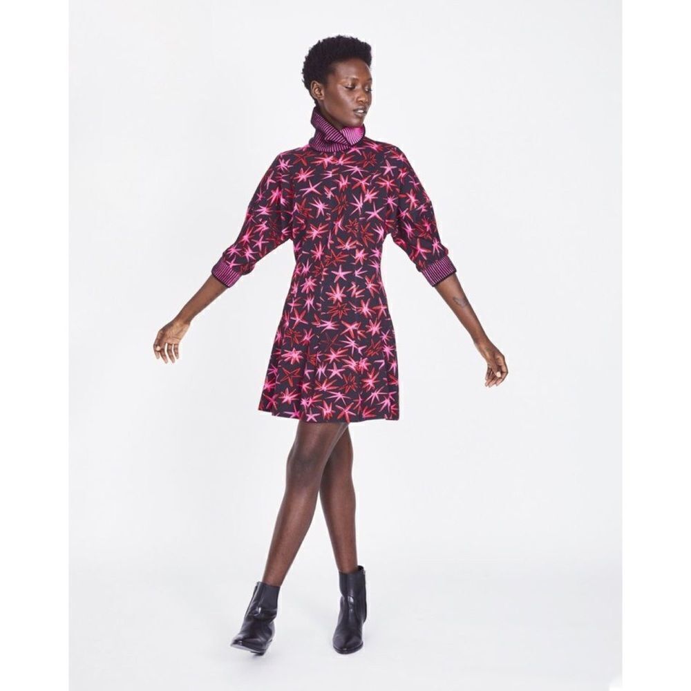 Tanya Taylor Charli Turtleneck floral Mini Dress size US4